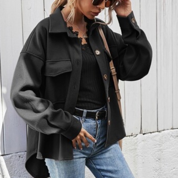 Cozy Cream Boyfriend fit oversized shacket jacket - Picture 5 of 11